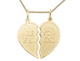 'Best Friend' Two-In-One Split Heart Pendant Necklace in 14K Yellow Gold with Chain